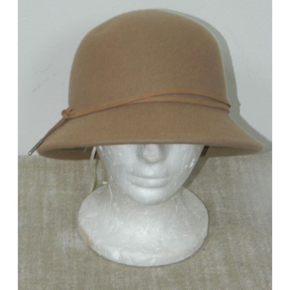 Scala Hat‎ Women Beige Brown Cloche  100% Wool  One Size